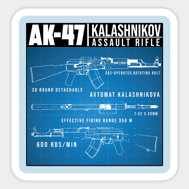 AK-47 BLUEPRINT Sticker by theanomalius_merch